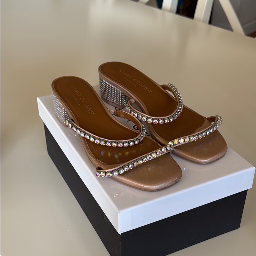 Kurt Geiger Women's Rhinestone Embellished Sandals - Gold